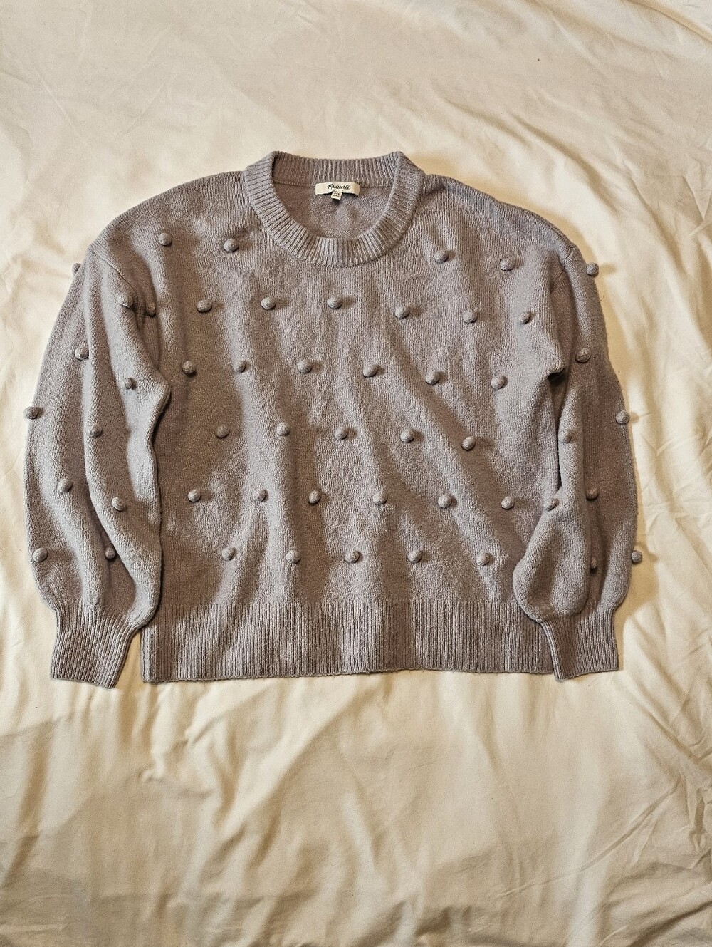 Madewell Brockton Bobble Wool Pom Pom Cozy Chic Casual Crewneck Sweater Size XXS - Picture 3 of 9